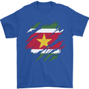 Torn Suriname Flag Suriname Day Football Mens T-Shirt 100% Cotton Royal Blue