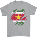 Torn Suriname Flag Suriname Day Football Mens T-Shirt 100% Cotton Sports Grey