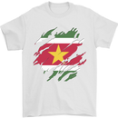 Torn Suriname Flag Suriname Day Football Mens T-Shirt 100% Cotton White