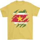 Torn Suriname Flag Suriname Day Football Mens T-Shirt 100% Cotton Yellow