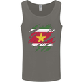 Torn Suriname Flag Suriname Day Football Mens Vest Tank Top Charcoal