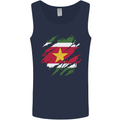 Torn Suriname Flag Suriname Day Football Mens Vest Tank Top Navy Blue