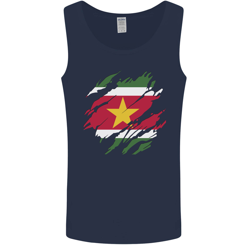 Torn Suriname Flag Suriname Day Football Mens Vest Tank Top Navy Blue