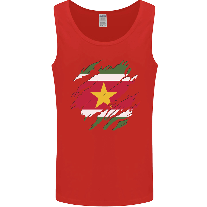 Torn Suriname Flag Suriname Day Football Mens Vest Tank Top Red