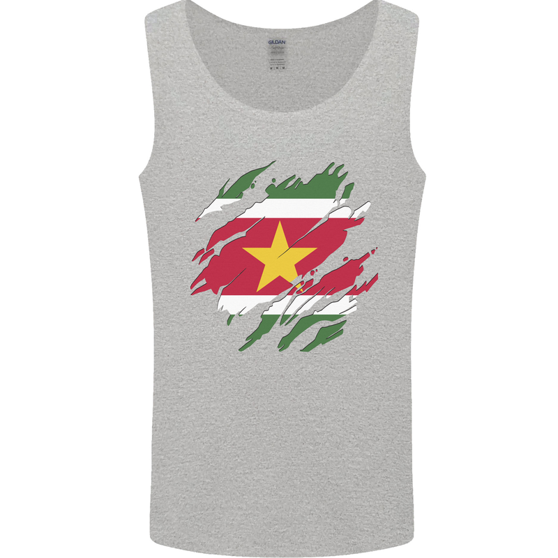 Torn Suriname Flag Suriname Day Football Mens Vest Tank Top Sports Grey