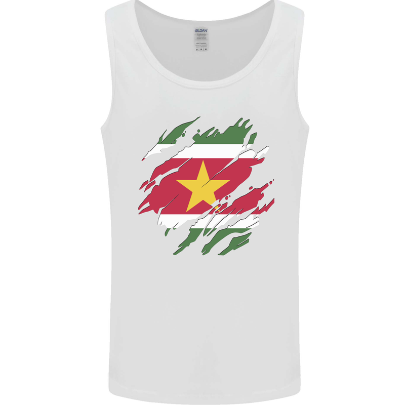 Torn Suriname Flag Suriname Day Football Mens Vest Tank Top White