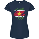 Torn Suriname Flag Suriname Day Football Womens Petite Cut T-Shirt Navy Blue