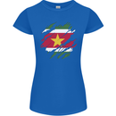 Torn Suriname Flag Suriname Day Football Womens Petite Cut T-Shirt Royal Blue