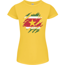 Torn Suriname Flag Suriname Day Football Womens Petite Cut T-Shirt Yellow