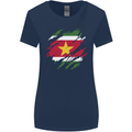 Torn Suriname Flag Suriname Day Football Womens Wider Cut T-Shirt Navy Blue