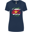 Torn Suriname Flag Suriname Day Football Womens Wider Cut T-Shirt Navy Blue