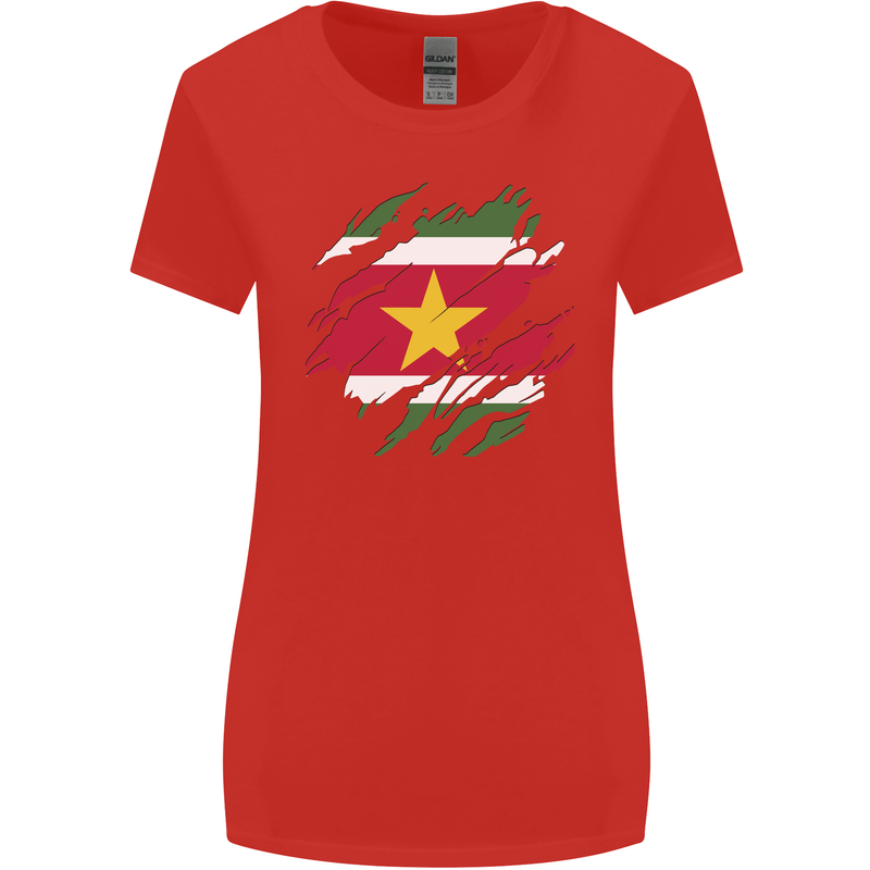 Torn Suriname Flag Suriname Day Football Womens Wider Cut T-Shirt Red