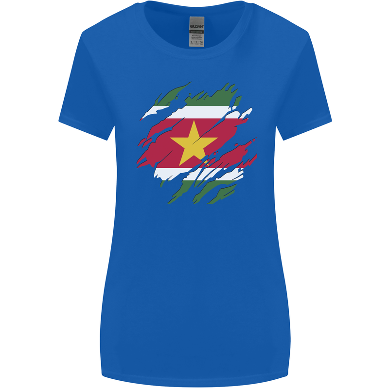 Torn Suriname Flag Suriname Day Football Womens Wider Cut T-Shirt Royal Blue