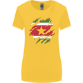 Torn Suriname Flag Suriname Day Football Womens Wider Cut T-Shirt Yellow