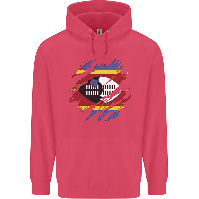 Torn Swaziland Flag Swazi Day Football Childrens Kids Hoodie Heliconia
