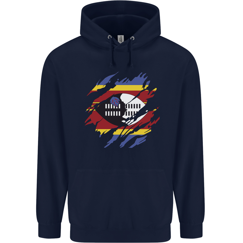 Torn Swaziland Flag Swazi Day Football Childrens Kids Hoodie Navy Blue