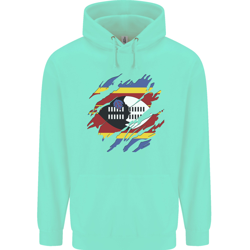 Torn Swaziland Flag Swazi Day Football Childrens Kids Hoodie Peppermint