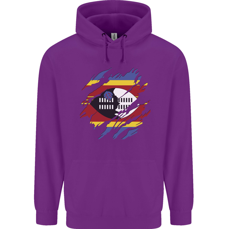 Torn Swaziland Flag Swazi Day Football Childrens Kids Hoodie Purple