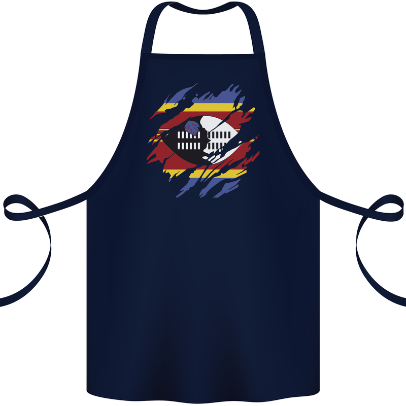 Torn Swaziland Flag Swazi Day Football Cotton Apron 100% Organic Navy Blue
