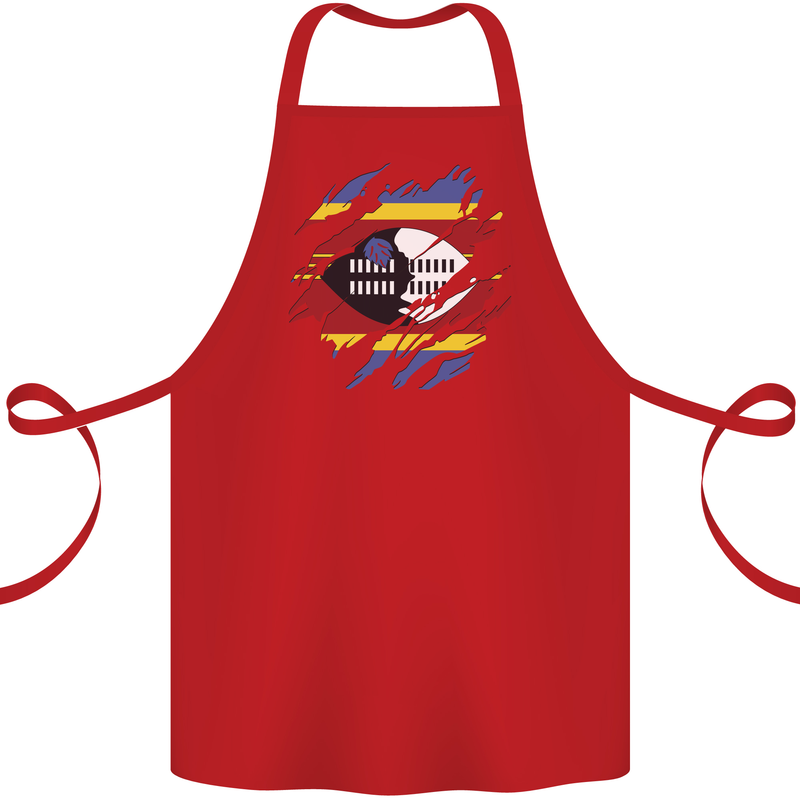 Torn Swaziland Flag Swazi Day Football Cotton Apron 100% Organic Red