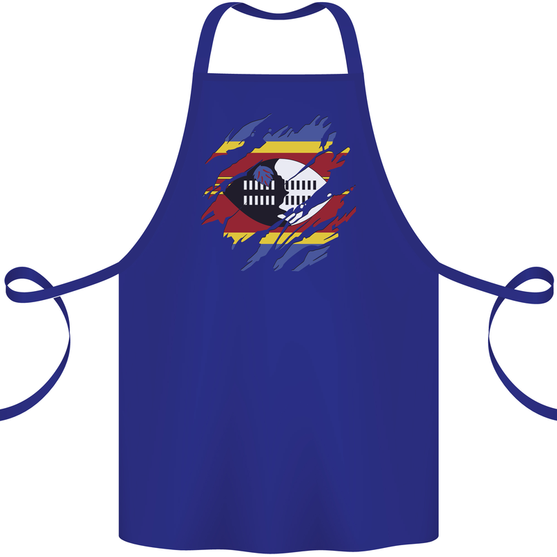 Torn Swaziland Flag Swazi Day Football Cotton Apron 100% Organic Royal Blue