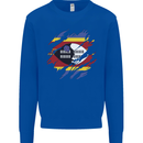Torn Swaziland Flag Swazi Day Football Kids Sweatshirt Jumper Royal Blue