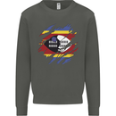 Torn Swaziland Flag Swazi Day Football Kids Sweatshirt Jumper Storm Grey