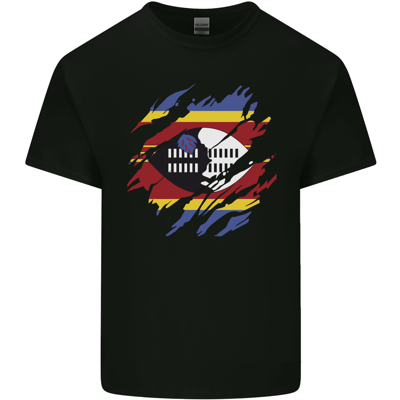 Torn Swaziland Flag Swazi Day Football Kids T-Shirt Childrens Black