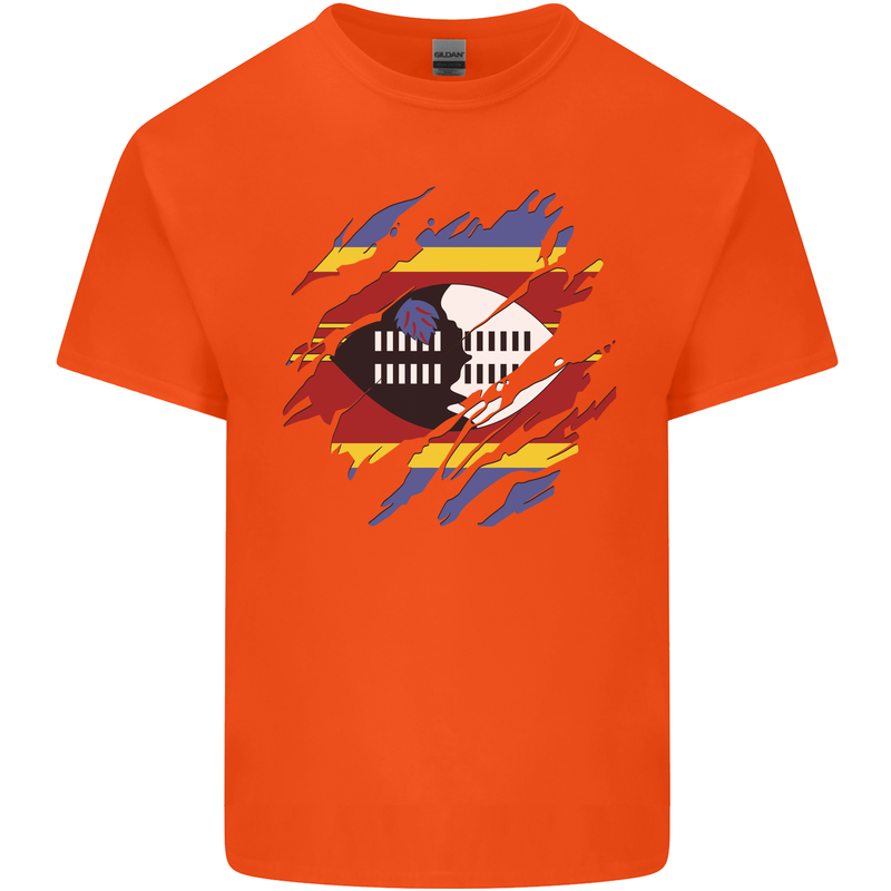 Torn Swaziland Flag Swazi Day Football Kids T-Shirt Childrens Orange