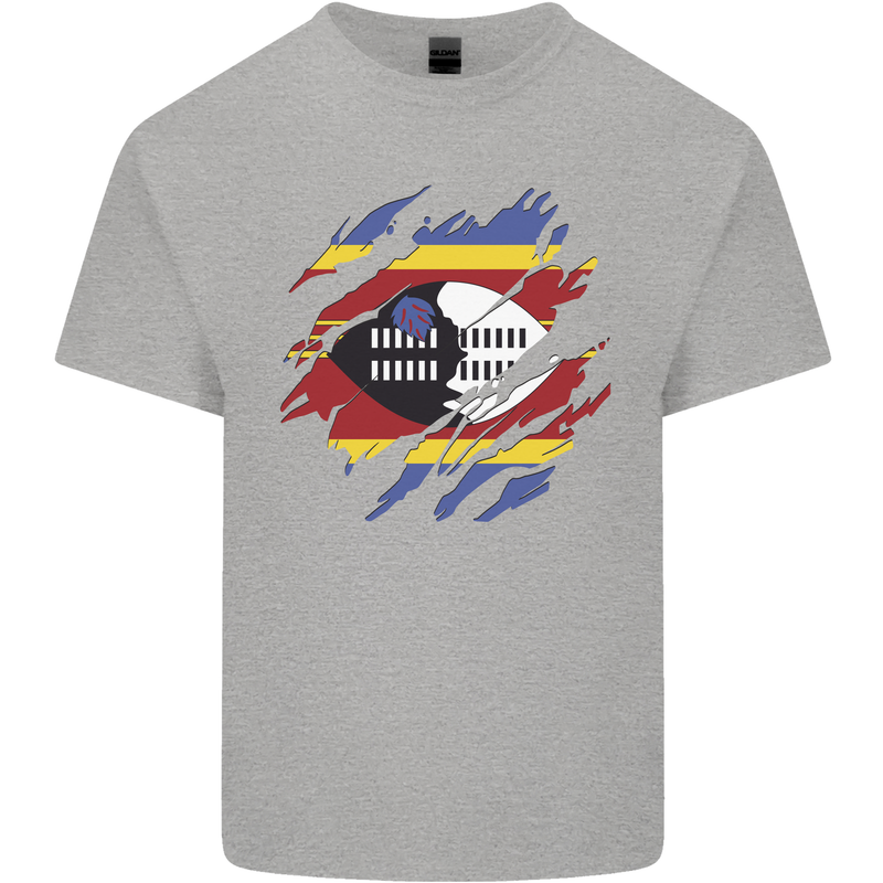 Torn Swaziland Flag Swazi Day Football Kids T-Shirt Childrens Sports Grey