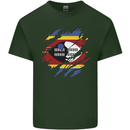 Torn Swaziland Flag Swazi Day Football Mens Cotton T-Shirt Tee Top Forest Green