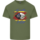 Torn Swaziland Flag Swazi Day Football Mens Cotton T-Shirt Tee Top Military Green