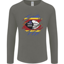 Torn Swaziland Flag Swazi Day Football Mens Long Sleeve T-Shirt Charcoal