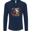 Torn Swaziland Flag Swazi Day Football Mens Long Sleeve T-Shirt Navy Blue