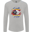 Torn Swaziland Flag Swazi Day Football Mens Long Sleeve T-Shirt Sports Grey