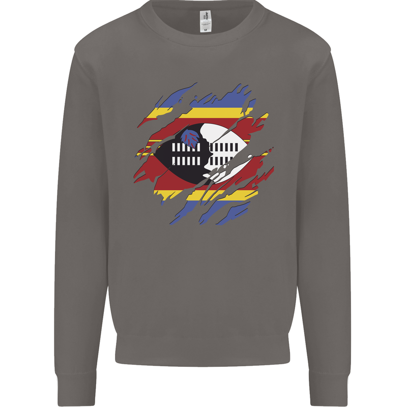 Torn Swaziland Flag Swazi Day Football Mens Sweatshirt Jumper Charcoal
