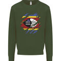 Torn Swaziland Flag Swazi Day Football Mens Sweatshirt Jumper Forest Green