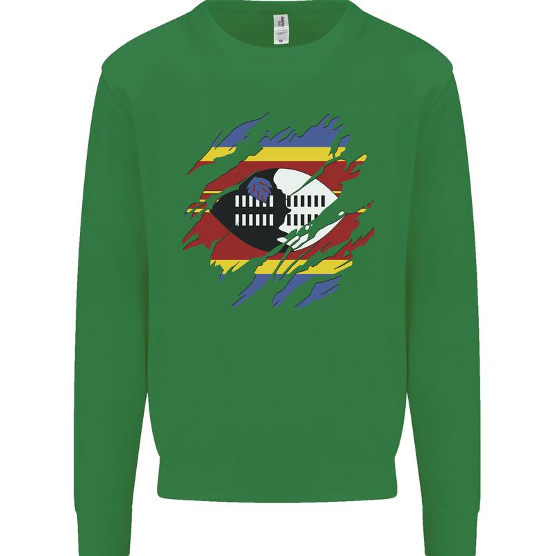 Torn Swaziland Flag Swazi Day Football Mens Sweatshirt Jumper Irish Green