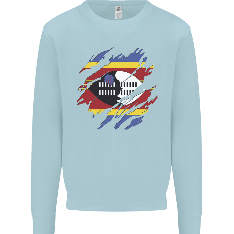 Torn Swaziland Flag Swazi Day Football Mens Sweatshirt Jumper Light Blue