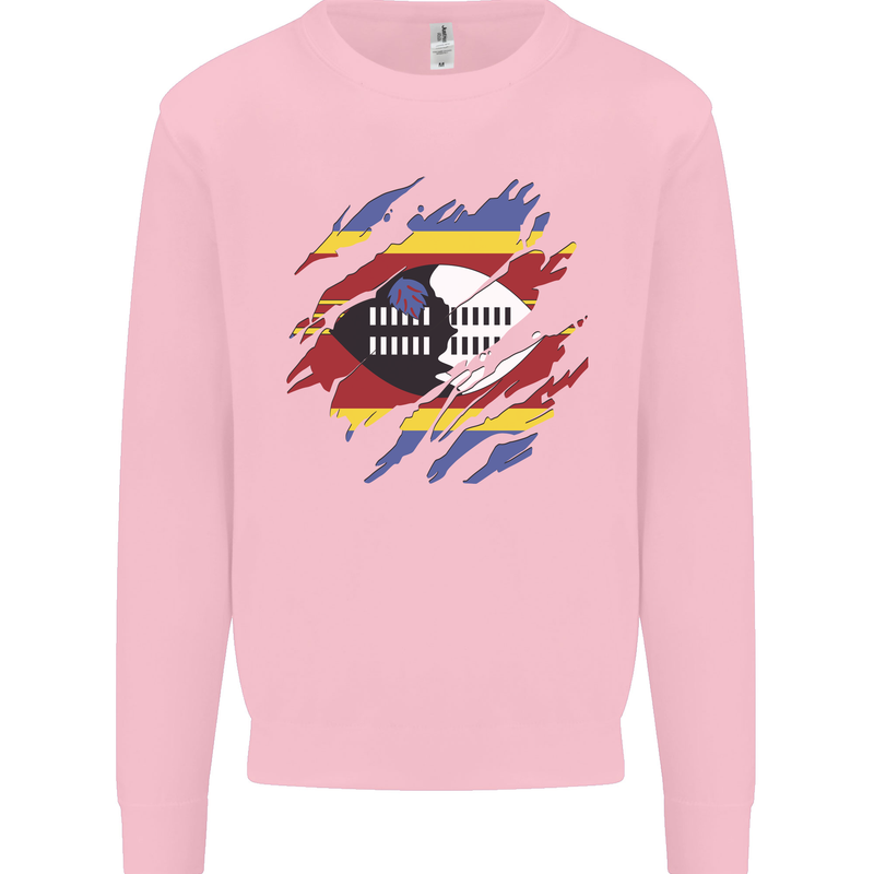 Torn Swaziland Flag Swazi Day Football Mens Sweatshirt Jumper Light Pink