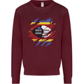 Torn Swaziland Flag Swazi Day Football Mens Sweatshirt Jumper Maroon