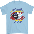 Torn Swaziland Flag Swazi Day Football Mens T-Shirt 100% Cotton Light Blue