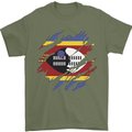 Torn Swaziland Flag Swazi Day Football Mens T-Shirt 100% Cotton Military Green