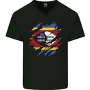 Torn Swaziland Flag Swazi Day Football Mens V-Neck Cotton T-Shirt Black