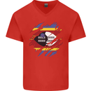 Torn Swaziland Flag Swazi Day Football Mens V-Neck Cotton T-Shirt Red
