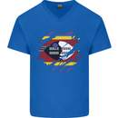 Torn Swaziland Flag Swazi Day Football Mens V-Neck Cotton T-Shirt Royal Blue