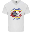 Torn Swaziland Flag Swazi Day Football Mens V-Neck Cotton T-Shirt White
