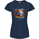 Torn Swaziland Flag Swazi Day Football Womens Petite Cut T-Shirt Navy Blue