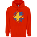 Torn Swedish Flag Sweden Day Football Childrens Kids Hoodie Bright Red