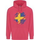 Torn Swedish Flag Sweden Day Football Childrens Kids Hoodie Heliconia